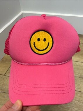 Smiley Face Hot Pink Trucker Adjustable Hat Women’s